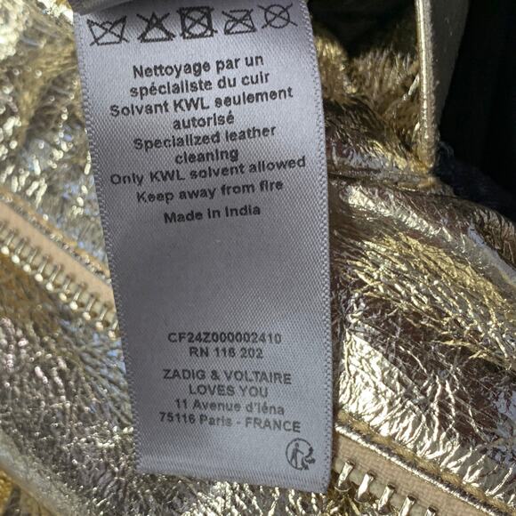 ZADIG & VOLTAIRE Size M Larsona Metallic Gold Goat Leather Zip Up Bomber Jacket - Picture 7 of 7